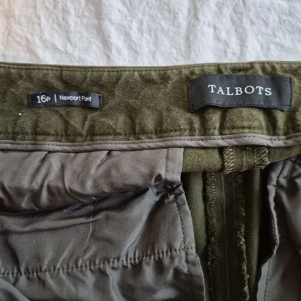 ​Talbots Greenwich Refined Denim Wide-Leg Trousers - Green - High-Waist - 16P - Picture 9 of 9